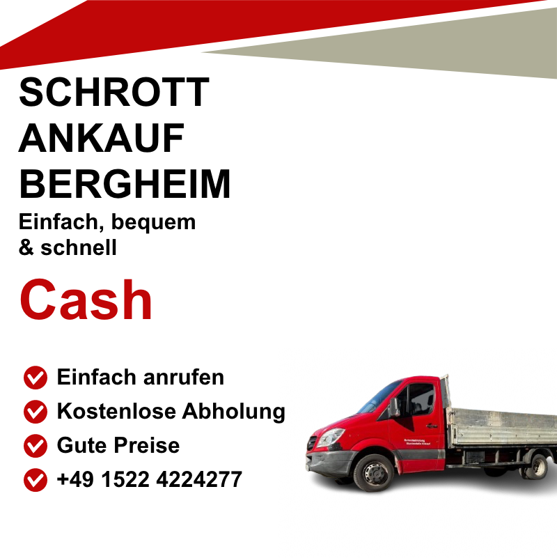 Schrottankauf Bergheim Schrottankauf Bergheim – Ihr zuverlässiger Partner für Altmetall und Elektroschrott. Faire Preise, schnelle Abwicklung und umweltfreundliches Recycling. Kontaktieren Sie uns noch heute!